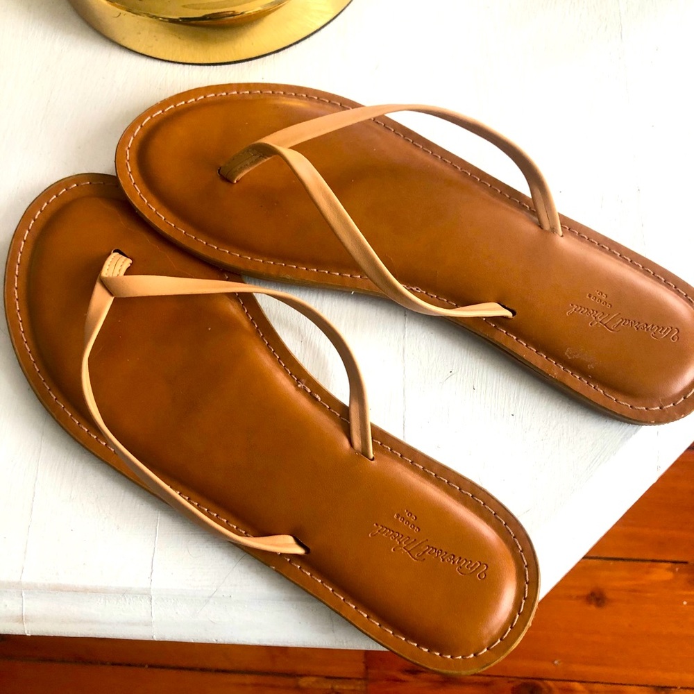 Faux Leather Flip Flops
